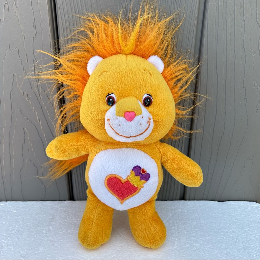Vintage Care Bears Cousins Brave Heart Lion Soft Plush Toy Stuffed Animal Yellow